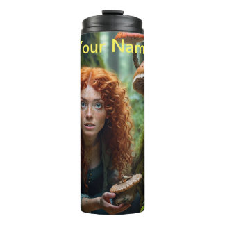 Garrafa Térmica Uma Mulher Maligna Com Cabelo Vermelho Curvo T