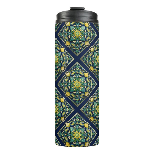 Garrafa Térmica 💛💚💙 Uma Obra-Prima Única em Azulejo (Frente)