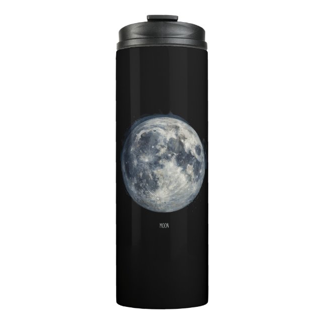 Garrafa Térmica Uma pintura da lua no espaço (Frente)