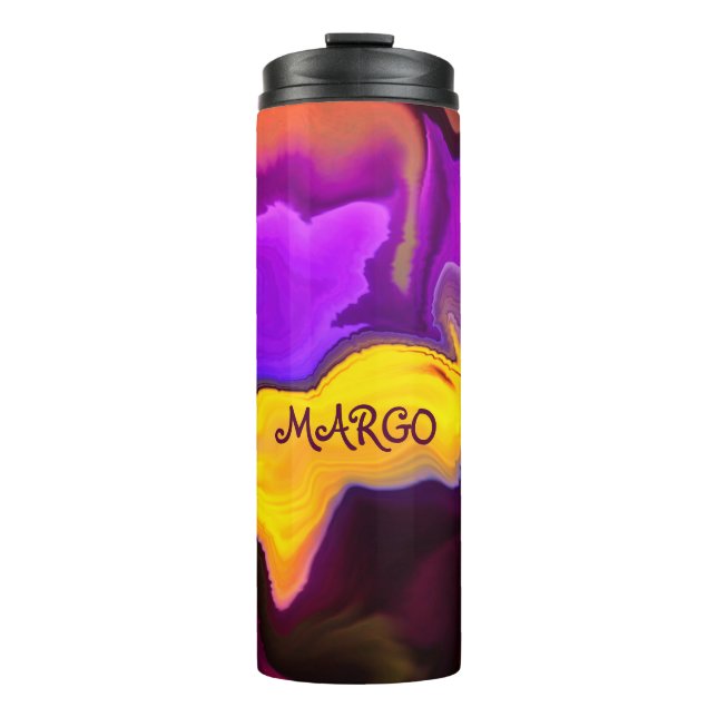 Garrafa Térmica Uma rajada de roxo e amarelo (Frente)