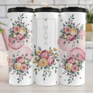 Garrafa Térmica Uma saudação de mamãe floral com Rosas