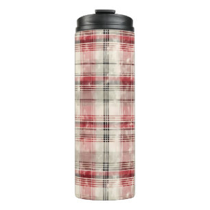Garrafa Térmica Uma Série de Design Floral de Tartã de Natal #15