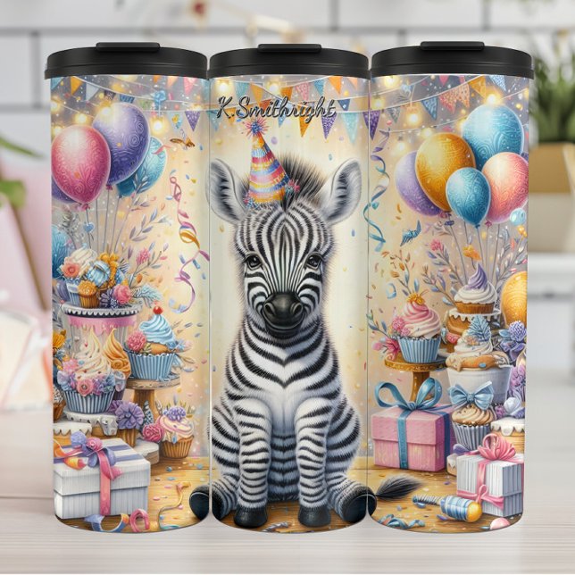 Garrafa Térmica Uma Zebra Cuja Festa de aniversário é (Criador carregado)