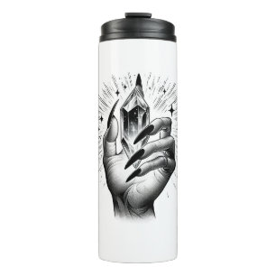 Garrafa Térmica Unhas Pretas Longas e Magia de Energia Cristalina 