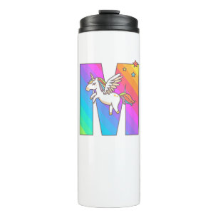 Garrafa Térmica Unicorn Monograma - Letra M Meninas Cutas Iniciais