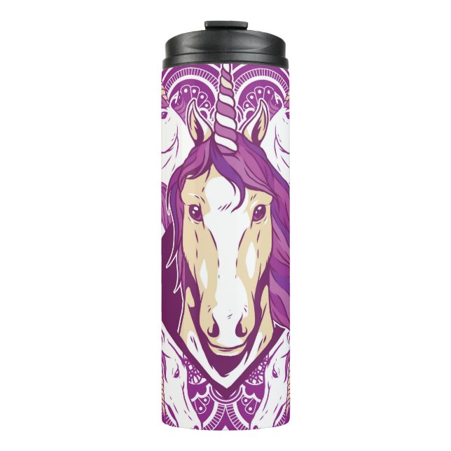 Garrafa Térmica Unicorn Roxo Mandala (Frente)