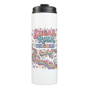 Garrafa Térmica Unicórnio Açúcar Rush Unicórnio Kawaii Mercado Art