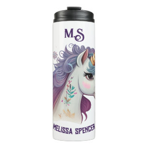 Garrafa Térmica Unicórnio Mágico Roxo-Púrpura, Bonito, De Meninas 