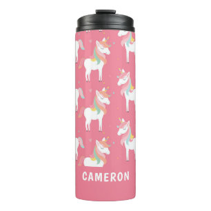 Garrafa Térmica Unicórnios cor-de-rosa personalizados