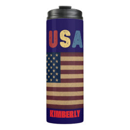 Garrafa Térmica Unisex USA American Flag Retro Vibe