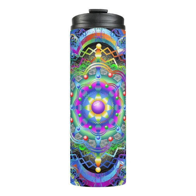 Garrafa Térmica Universo Mandala Cores Psicodélicas (Frente)