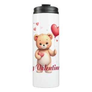 Garrafa Térmica Ursa Teddy Fofa com Coração – Feliz Dia dos Namora