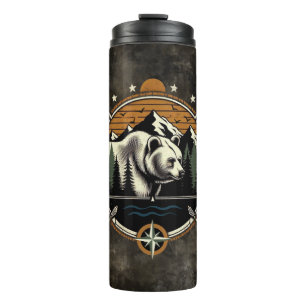 Garrafa Térmica Urso da montanha rústico e vintage ao ar livre