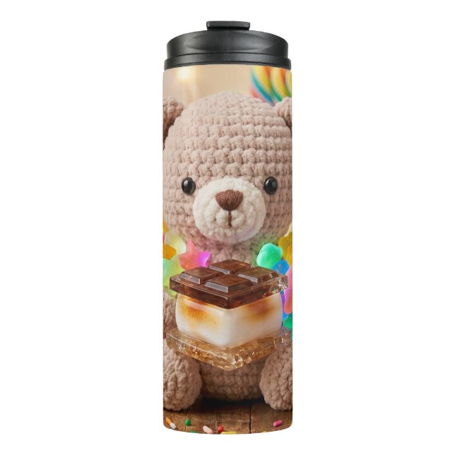 Garrafa Térmica Urso de Crochê Personalizado com S'more (Frente)