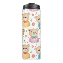 Garrafa Térmica Urso de pelúcia e flores