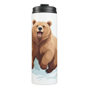Garrafa Térmica Urso Feliz Brincadeira Saltando Na Floresta Aérea