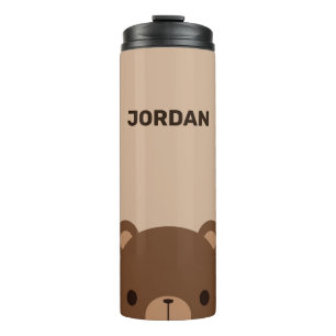 Garrafa Térmica Urso Marrom Fofo com Nome Personalizado
