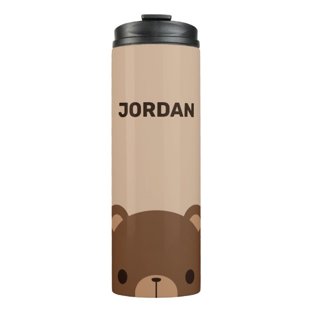 Garrafa Térmica Urso Marrom Fofo com Nome Personalizado (Frente)