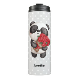 Garrafa Térmica Urso Panda Bonito com Rose Bouquet