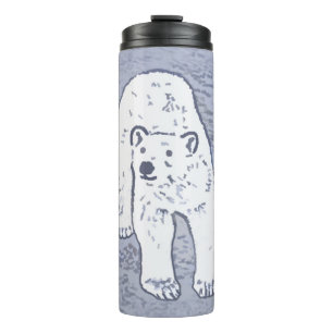 Garrafa Térmica Urso Polar na Pintura do Gelo - Arte Original da V