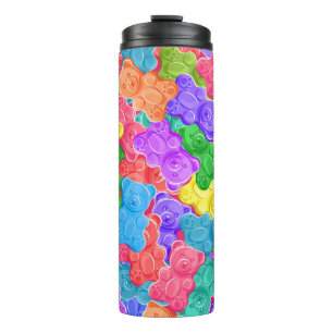 Garrafa Térmica Ursos doces e coloridos, doces doces e brilhantes.