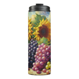 Garrafa Térmica Uvas e Girassóis Pintura a óleo