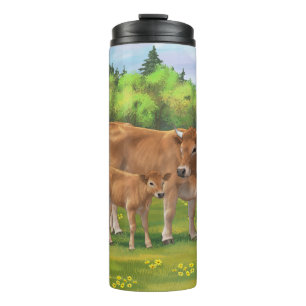 Garrafa Térmica Vaca Aubrac e Vitelo em Pastura Primavera
