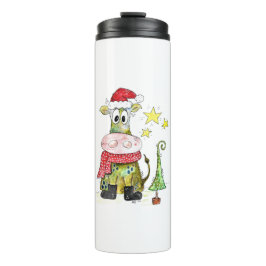 Garrafa Térmica Vaca branca de Natal