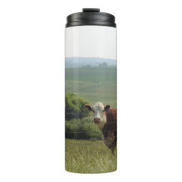 Garrafa Térmica Vaca branca na Fazenda