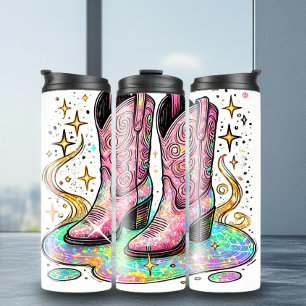 Garrafa Térmica Vaca Disco Adorável Boots Tumbler