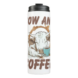 Garrafa Térmica Vaca e café, garota ocidental engraçada