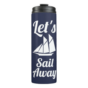 Garrafa Térmica Vamos Sail Longe White Sailboat Silhouket