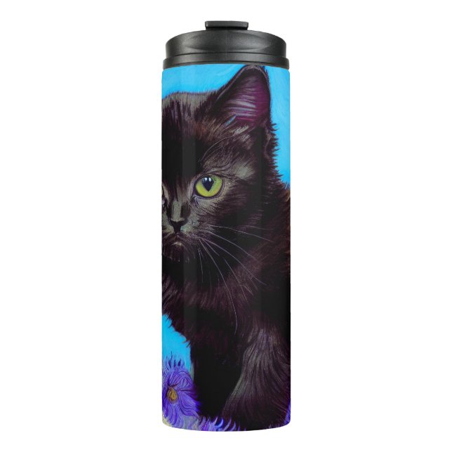 Garrafa Térmica Van Gogh Cat e Flores (Frente)