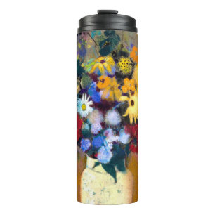 Garrafa Térmica Vaso Branco com Flores Odilon Redon