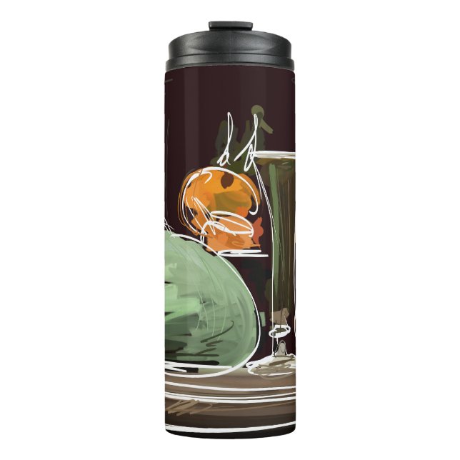 Garrafa Térmica Vaso Verde Fruta expressionista (Frente)