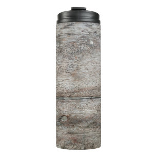 Garrafa Térmica Velha prancha de madeira fechada como fundo