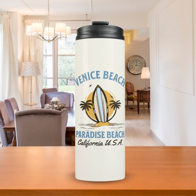 Garrafa Térmica Venice Beach Skyline – LA Coastal Paradise (Criador carregado)