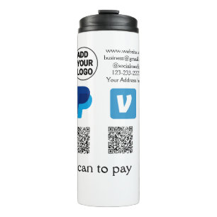 Garrafa Térmica Venmo paypal digitalizar para pagar adicionar códi