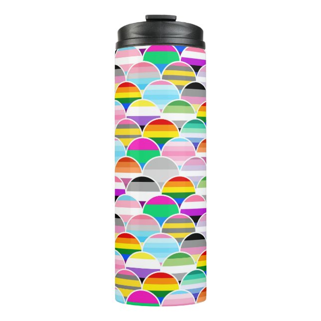 Garrafa Térmica Ventos de Leque da Bandeira do Orgulho LGBTQIA+ Qu (Frente)
