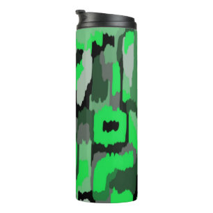 Garrafa Térmica Verde e Abstrato de arte negra Pouf