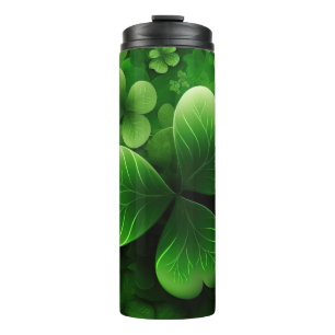 GARRAFA TÉRMICA VERDE ESCURO INTRICIA SHAMROCKS CELTICOS IRLANDESE