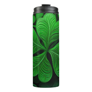GARRAFA TÉRMICA VERDE ESCURO INTRICIA SHAMROCKS CELTICOS IRLANDESE