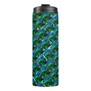 Garrafa Térmica Verde esmeralda e curvas, de grau soluto niquelada