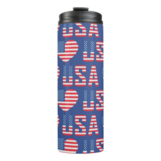 GARRAFA TÉRMICA VERMELHO AZUL PATRIÓTICO EUA ESTARIA FITAS (Frente)