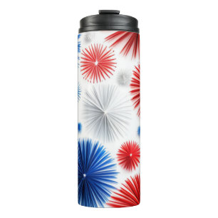 Garrafa Térmica Vermelho, Branco e Azul