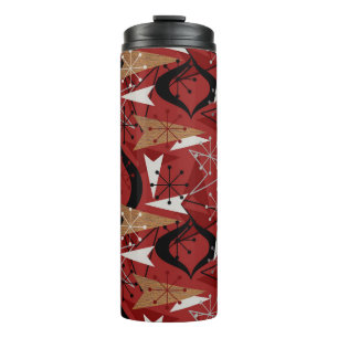 Garrafa Térmica Vermelho, Preto, Branco, Madeira Faux   Meio sécu