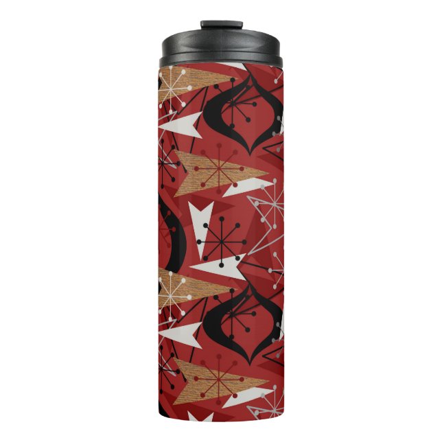 Garrafa Térmica Vermelho, Preto, Branco, Madeira Faux | Meio sécul (Frente)