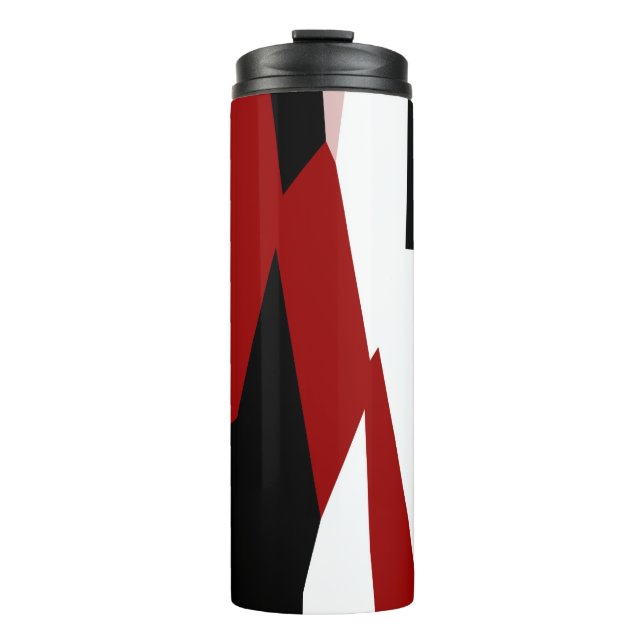 Garrafa Térmica Vermelho preto e branco abstrato (Frente)