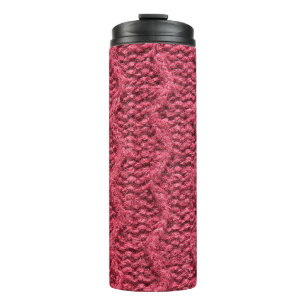 Garrafa Térmica Vermelho roxo, textura de suéter de malha cereja