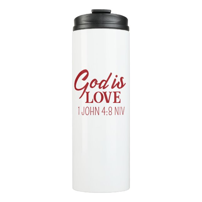 Garrafa Térmica Versículo Bíblico Deus é Amor Fé Cristã Branco (Frente)